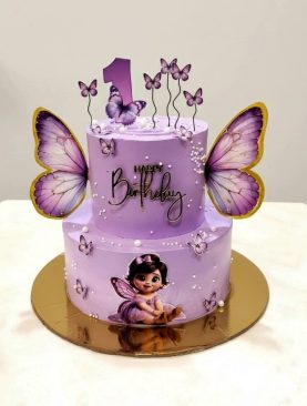 Purple Butterfly Theme Cake