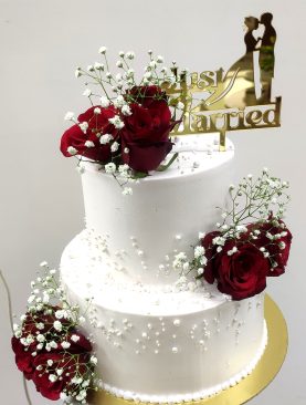 Marriage Cake with Red Rose