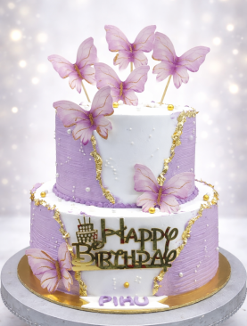 Butterfly Blossom Two-Tier Birthday Cake
