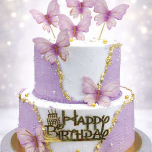 Butterfly Blossom Two-Tier Birthday Cake