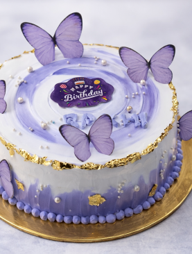 Purple And White Theme Cake